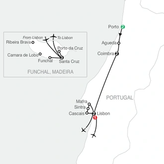 tourhub | Globus | Taste of Portugal with Madeira | Tour Map