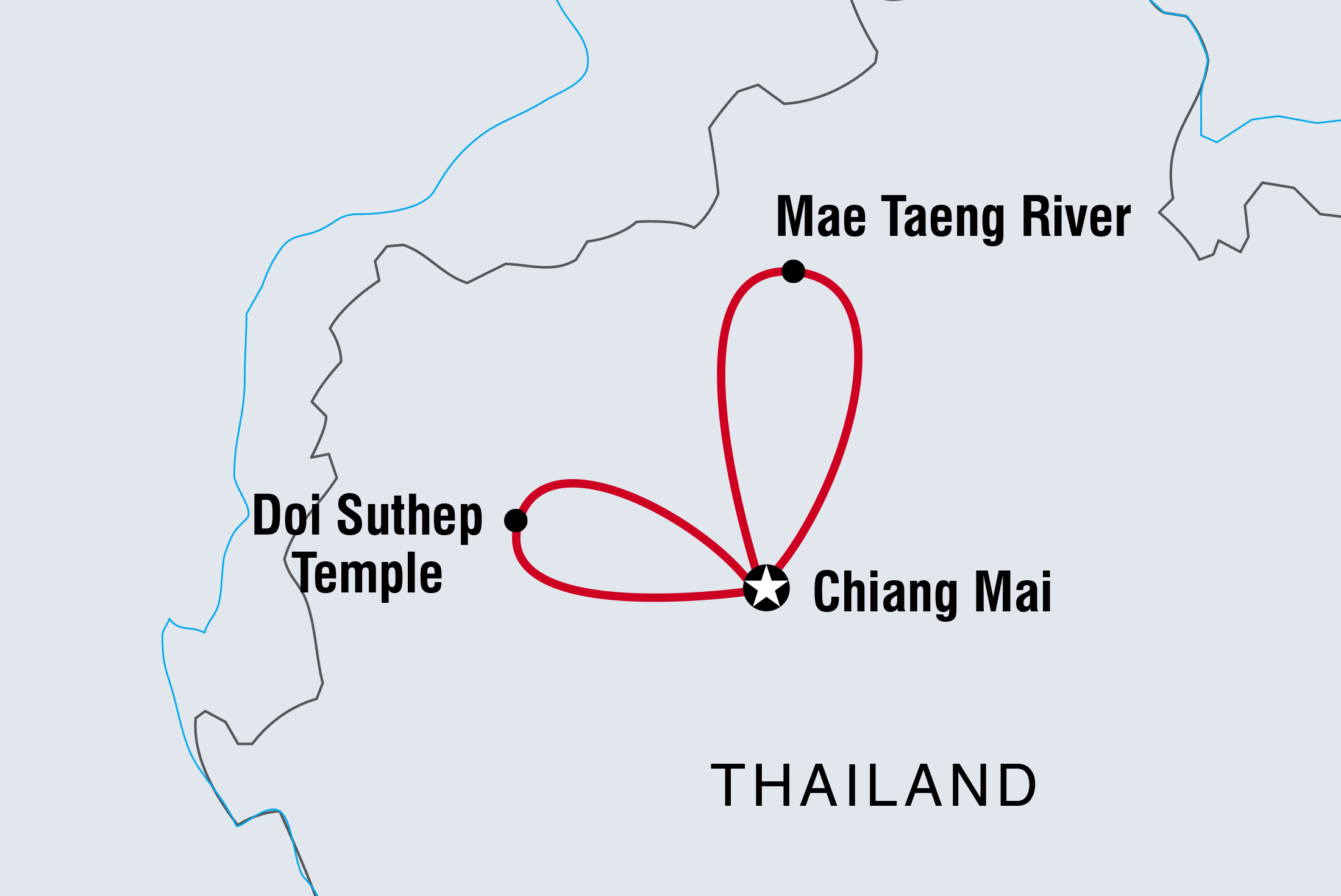 tourhub | Intrepid Travel | Chiang Mai Temples, Bikes & Whitewater Rafting  | Tour Map