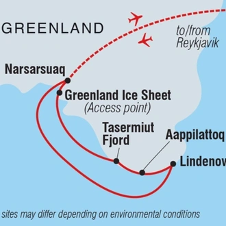 tourhub | Intrepid Travel | Greenland Explorer: Sail and Soar the Alpine Arctic (Ultramarine) | Tour Map