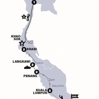 tourhub | Contiki | Bangkok to Singapore Adventure | Tour Map