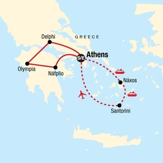 tourhub | G Adventures | Greece: Ancient Ruins & Iconic Islands | Tour Map