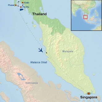 tourhub | Indus Travels | Islands Of Thailand And Singapore | Tour Map