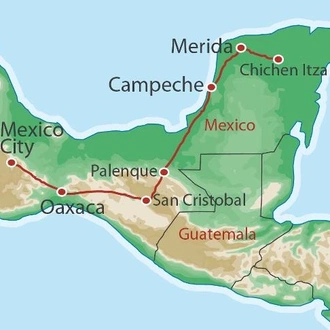 tourhub | World Expeditions | Highlights of Mexico | Tour Map
