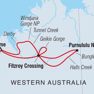 tourhub | Intrepid Travel | Broome to the Bungle Bungles  | Tour Map