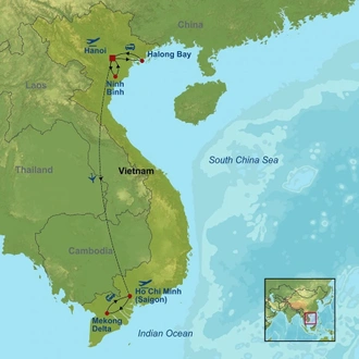 tourhub | Indus Travels | Vietnam Highlights | Tour Map