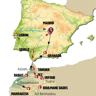 tourhub | Europamundo | Madrid and Magical Morocco end Marrakesh | Tour Map