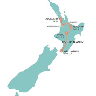 tourhub | Intro Travel | NZ Adventure North | Tour Map