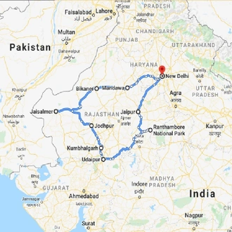 tourhub | Panda Experiences | Heritage Rajasthan Tour | Tour Map