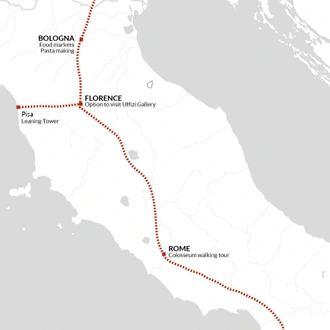 tourhub | Explore! | Venice to Rome by Rail + Sorrento and the Amalfi Coast | Tour Map