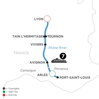 tourhub | Avalon Waterways | Active & Discovery on the Rhône (Northbound) (Poetry II) | Tour Map