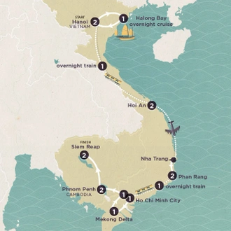 tourhub | Topdeck | Delve Deep: Vietnam & Cambodia 2023-24 | Tour Map