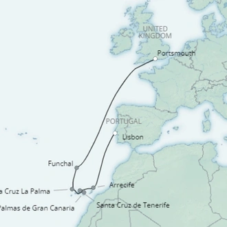 tourhub | Saga Ocean Cruise | Capitals of the Canary Islands | Tour Map