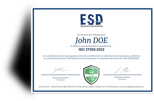 Représentation de la formation : ESD-27005 : Gestion des risques avec la norme ISO/IEC 27005 (e-learning)