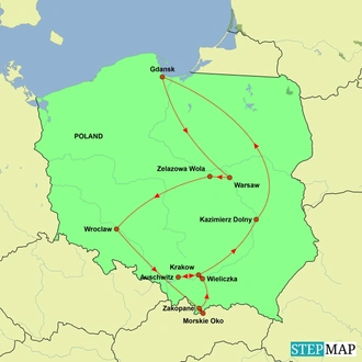 tourhub | Undiscovered Destinations | Poland Encompassed | Tour Map