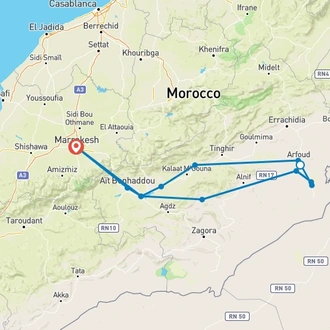 tourhub | Morocco Private Tours | 5 days trip: Sahara adventure | Tour Map
