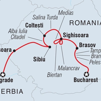 tourhub | Intrepid Travel | Premium Belgrade to Bucharest			 | Tour Map
