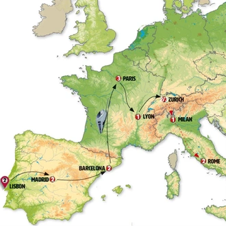 tourhub | Europamundo | European Spotlight end Zurich | Tour Map