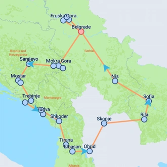 tourhub | On The Go Tours | Southern Balkan Discovery - 14 days | Tour Map