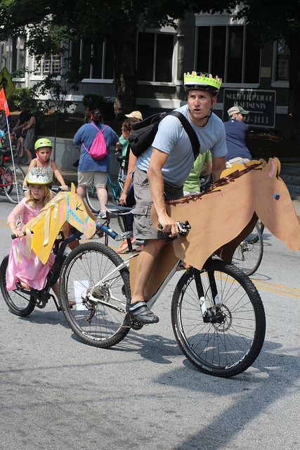tandem bike with horse overlay