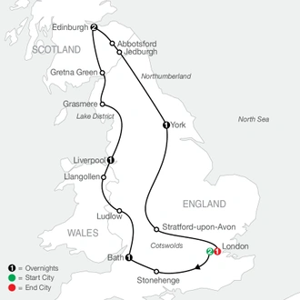 tourhub | Globus | Britain Sampler | Tour Map