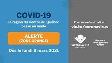 État de situation: Victoriaville passe en zone orange à compter de ce lundi 8 mars 