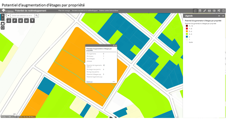 La carte interactive révèle toutes les informations requises pour faciliter l’aide à la décision en vue d’un ajout de logements.