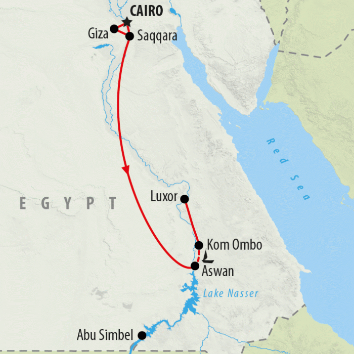 tourhub | On The Go Tours |  Best of Egypt for Teenagers - 8 days | Tour Map