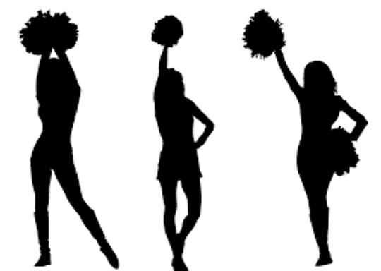 poms dance clipart bw