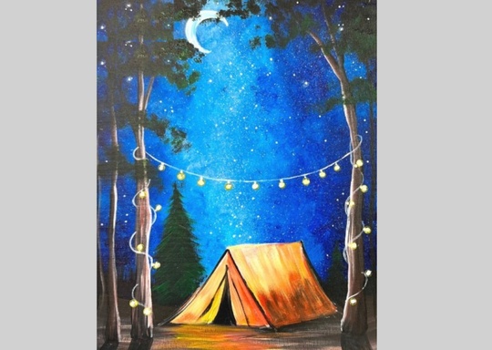 How To Paint Let's Go Camping Acrylic Painting Tutorial