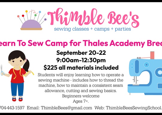 Thimble Bee's Sewing School Learn To Sew Camp for Thales Academy Students