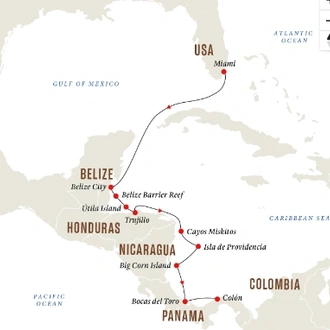 tourhub | HX Hurtigruten Expeditions | Tropical Waters & Remote Island Communities in the Caribbean | Tour Map