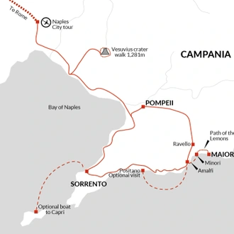 tourhub | Explore! | Rome, Sorrento and the Amalfi Coast | Tour Map