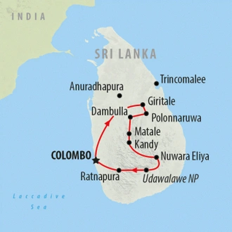 tourhub | On The Go Tours | Classic Sri Lanka - 9 Days | Tour Map