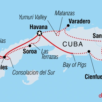 tourhub | Intrepid Travel | Cycle Cuba | Tour Map