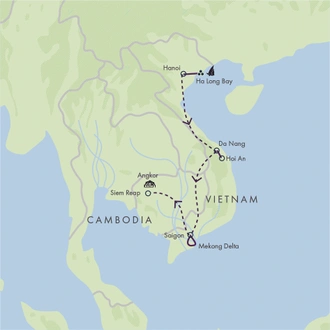 tourhub | Exodus | Vietnam & Angkor- Premium Adventure | Tour Map