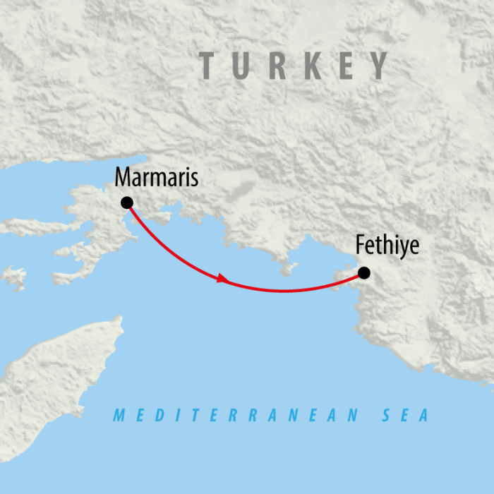 tourhub | On The Go Tours | Marmaris to Fethiye - 4 days | Tour Map