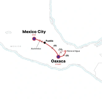 tourhub | G Adventures | Central Mexico: Oaxaca to Mexico City | Tour Map