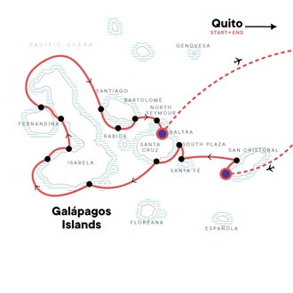 tourhub | G Adventures | Galápagos — East, Central, & West Islands aboard the Eden | Tour Map