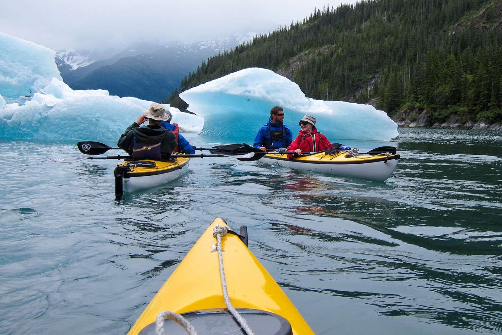 2 Person Eddyline kayaks are ideal to explore the melting snowcaps