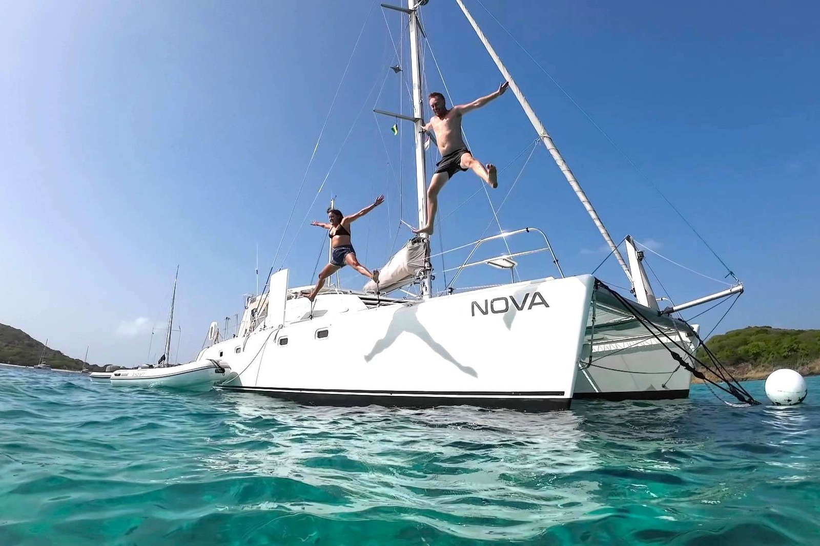 Welcome aboard catamaran Nova. 

Nova has been recently beautifully upgraded and totally refitted in 2022-2023 with brand new Dynema sails, rigging, engines, electronics, dinghy, interior and exterior fittings and new air conditioning, ice maker and much more. 
Star link is available onboard for fast unlimited wifi.

This Roberson and Cane -”Custom Projects Build “and the model Leopard 47 has a superb track record and is a proven seaworthy vessel sailing from Cape Town, South Africa to the Caribbean, and crossing the Atlantic from Europe to the Caribbean. After 7 seasons in the Mediterranean, Nova is now located in the Grenadines and ready for new Caribbean sailing adventures. 

Nova crew know the area well, having operated charter catamarans around the Grenadines in 2021-2022. They look forward to welcoming you onboard. 

