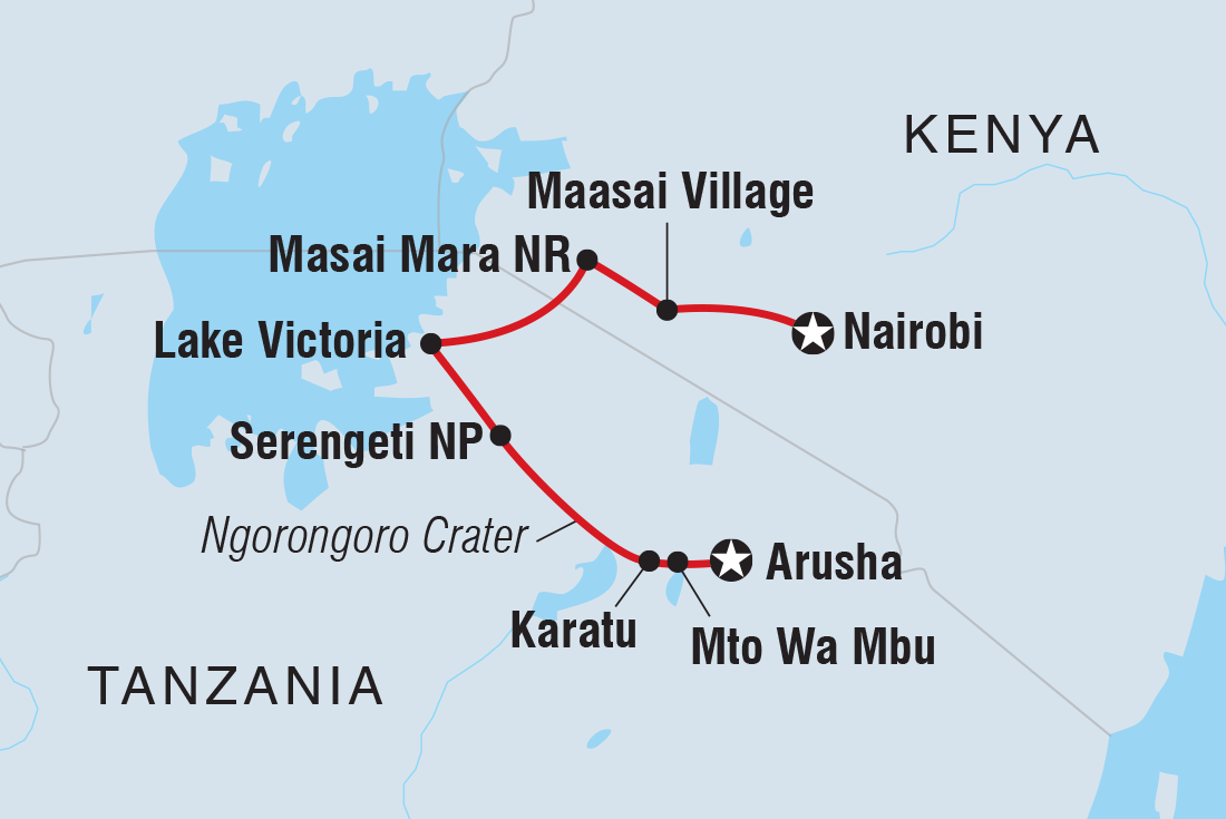 tourhub | Intrepid Travel | Essential East Africa | Tour Map