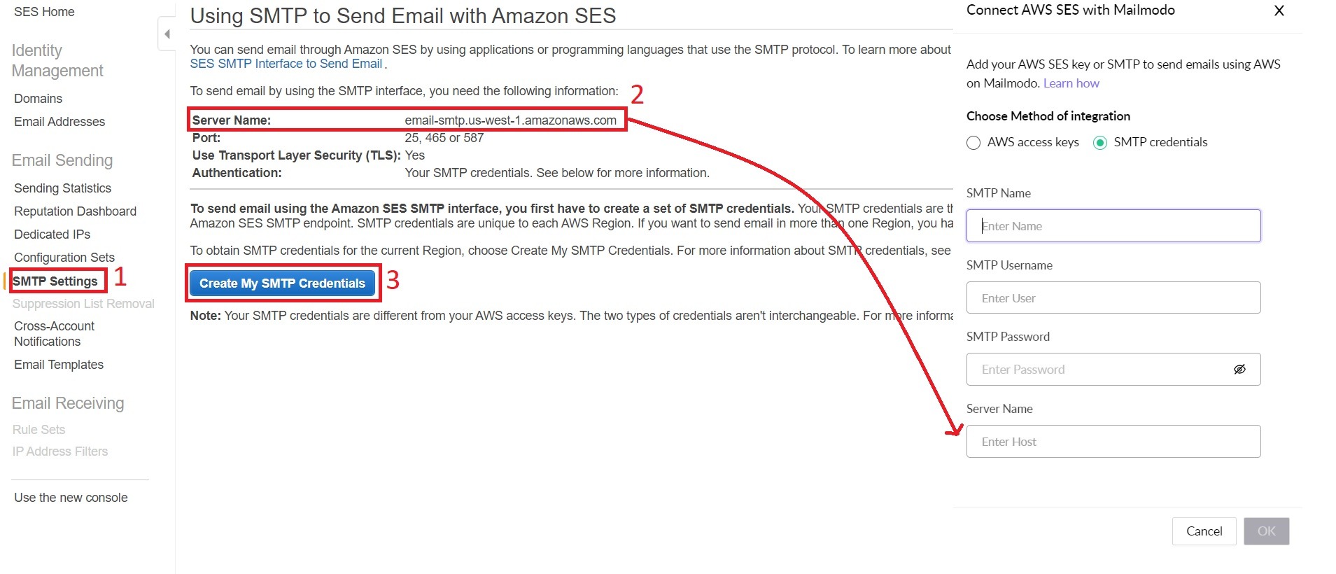 Setting up Mailmodo with AWS SES SMTP