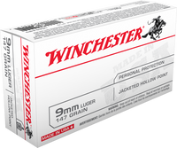 Winchester 9 mm Winchester USA 9mm Luger 147gr Jacketed Hollow Point Ammo VERY FAST SHIPPING!