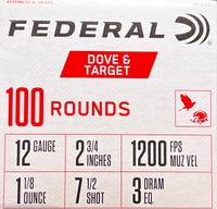 Federal 12 Gauge Federal Dove & Target 7.5 Shot 12 GA Ammo 100 Rounds VERY FAST SHIPPING