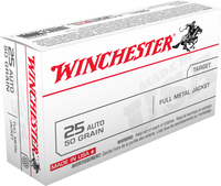 Winchester .25 ACP Winchester 50gr Full Metal Jacket 50gr 25 Auto Ammo FAST SHIPPING