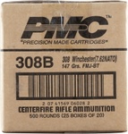 PMC Bronze .308 Winchester Rifle Ammo - 147 Grain | FMJ-BT | 500rd Case