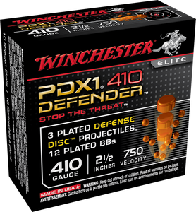 Winchester 410 Gauge Winchester PDX1 Defender Ammunition 410 Bore 2-1/2" 3 Disks over 1/4 oz BB VERY FAST SHIPPING