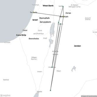 tourhub | Consolidated Tour Operators | Highlights of Jordan from Israel | Tour Map