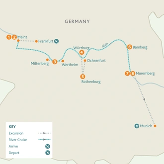 tourhub | Riviera Travel | Medieval Germany River Cruise - MS George Eliot | Tour Map