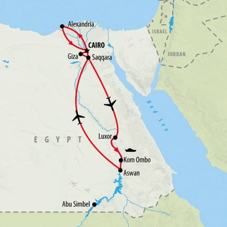 tourhub | On The Go Tours | Highlights of Ancient Egypt by Nile Cruise 5 star - 10 days | Tour Map
